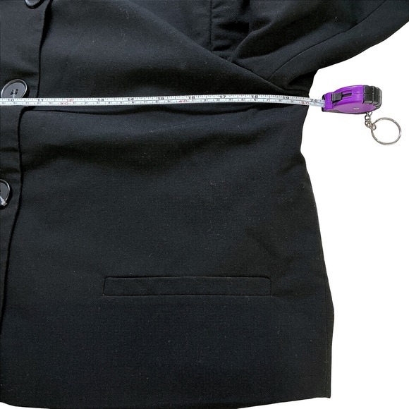 Rachel Zoe Black Bomber Jacket Cropped Button Front Ribbed Collar Cuffs Womens M - Picture 6 of 7